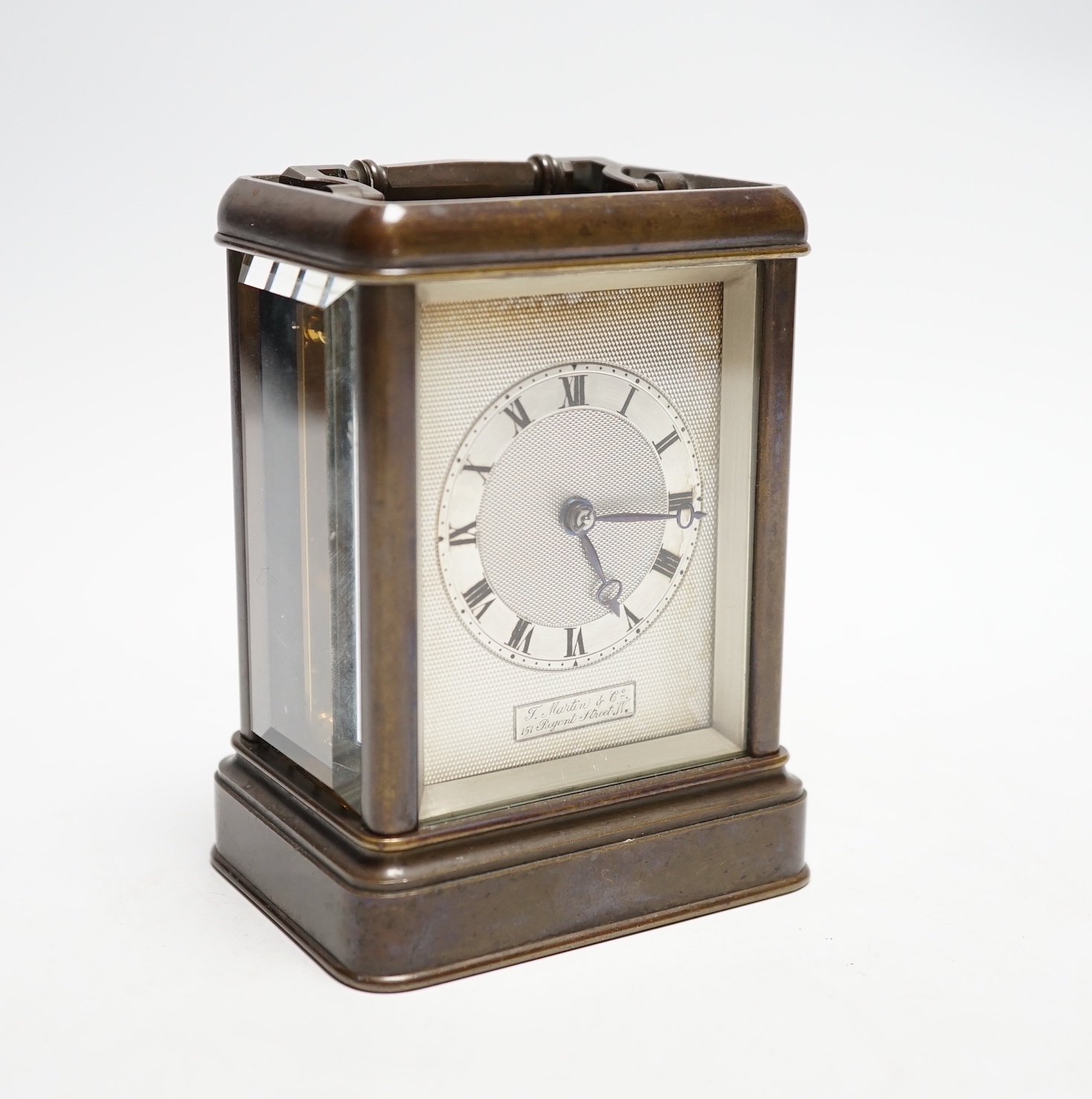 T. Martin & Co., 151 Regent Street. W., a Victorian bronze carriage timepiece